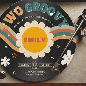 Two Groovy Retro Vinyl Record Girl's 2nd Birthday