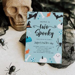 TWO spooky Blue Halloween Birthday Party Invitatio