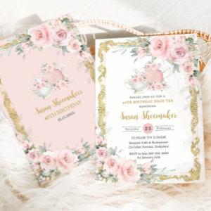 Vintage Blush Pink Floral Tea Party Birthday Party