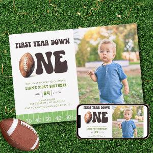 Watercolor Football First Year Down 1st Birthday
