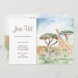 Watercolor Mommy and Baby African Animals Party