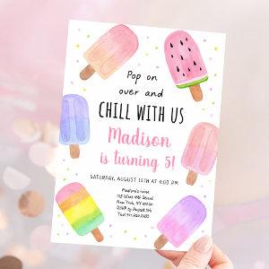 Watercolor Popsicle Pink Girl Birthday