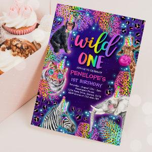 Wild One Safari Neon Rainbow Cheetah Birthday