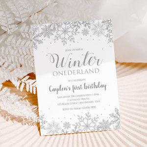 Winter Onederland First Birthday Silver Snowflakes